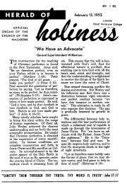 Title Page of Herald of Holiness - February 13, 1952