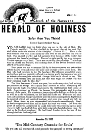 Cover of Herald of Holiness - November 20, 1950