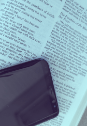 English Bible with Cell Phone Blue