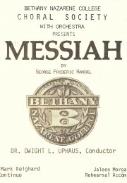 Handel's Messiah - Bethany Nazarene College Choral Society and Orchestra (1981)