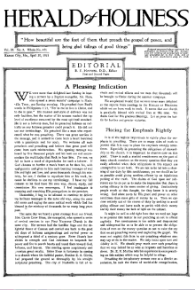 Title Page of Herald of Holiness - April 20, 1921