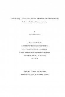 Called to Caring: A Tool to Assess Awareness and Attitudes in Baccalaureate Nursing Students at Point Loma Nazarene University