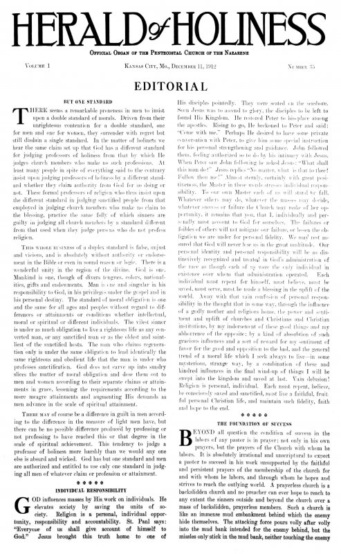 Title Page of Herald of Holiness - December 11, 1912