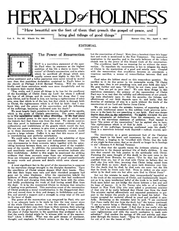 Title Page of Herald of Holiness - April 4, 1917