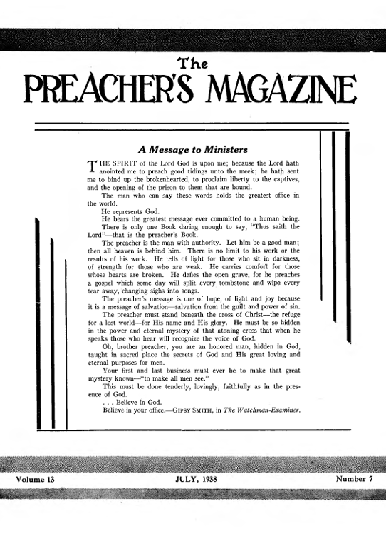 Title Page of Preacher's Magazine