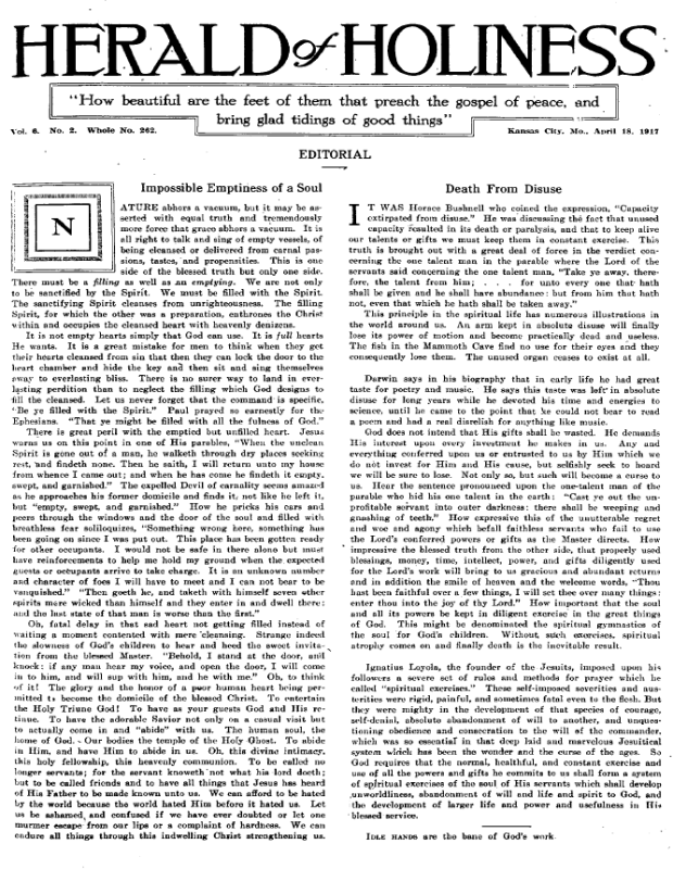 Title Page of Herald of Holiness - April 18, 1917