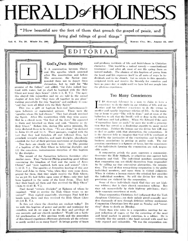 Herald of Holiness - August 22, 1917