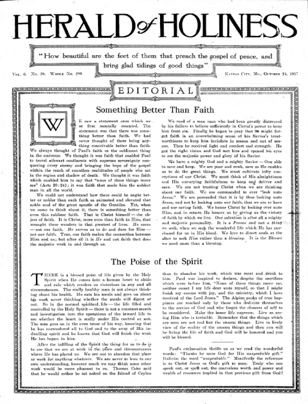 Title Page of Herald of Holiness - October 24, 1917