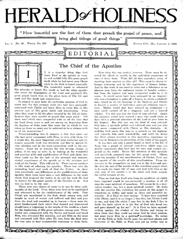 Title Page of Herald of Holiness - January 2, 1918