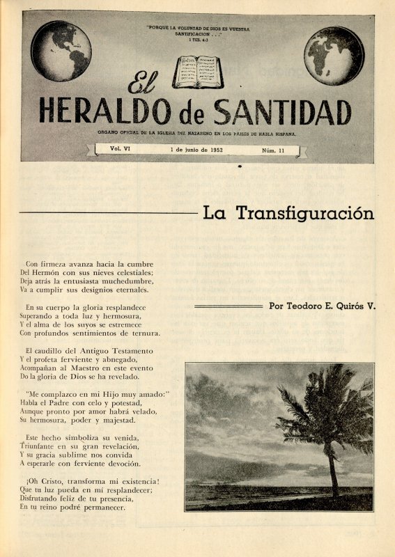 Portada: La transfiguración, Teodoro E. Quirós V.