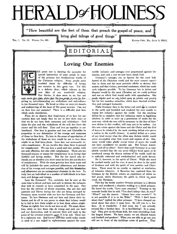 Title Page of Herald of Holiness - July 3, 1918
