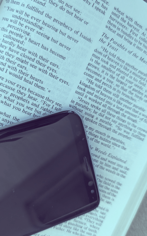 English Bible with Cell Phone Blue