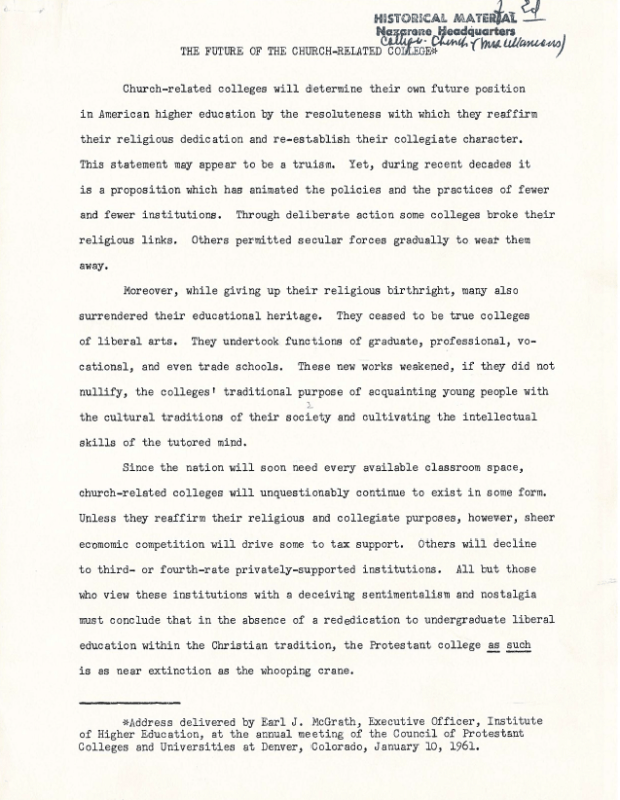 The Future of the Church-Related College