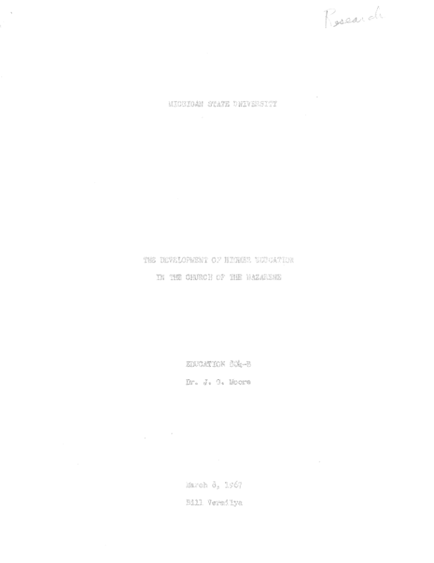 Title Page of Vermilya's Development of Higher Education in the COTN