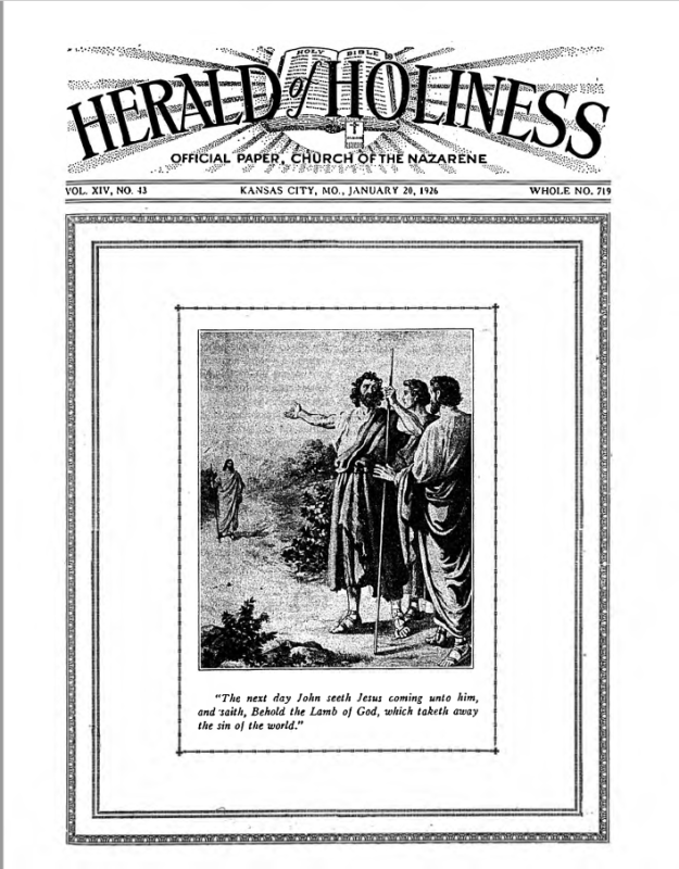 Front page of Herald of Holiness - January 20, 1926