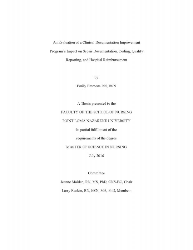 An Evaluation of a Clinical Documentation Improvement Program’s Impact on Sepsis Documentation, Coding, Quality Reporting, and Hospital Reimbursement
