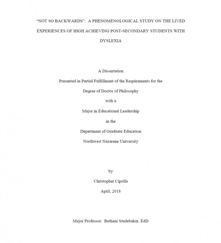 “Not so backwards”: a phenomenological study on the lived experiences of high achieving post-secondary students with dyslexia