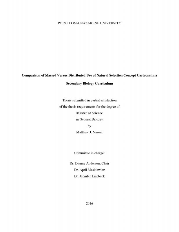 Comparison of Massed Versus Distributed Use of Natural Selection Concept Cartoons in a Secondary Biology Curriculum