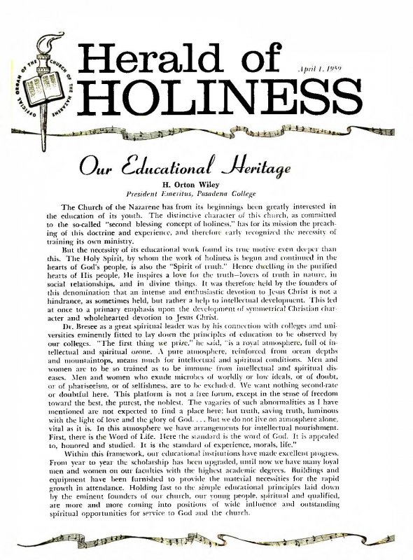 Herald of Holiness - April 1, 1959