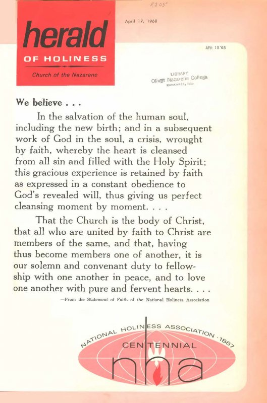 Herald of Holiness - April 17, 1968