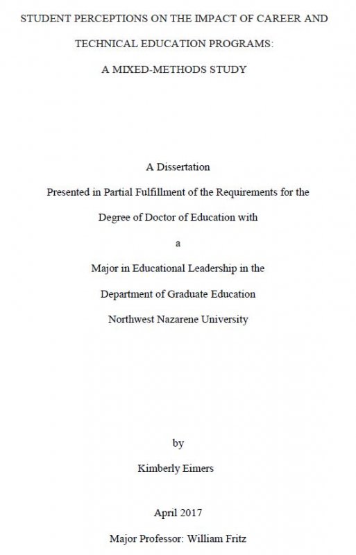 Student perceptions on the impact of career and technical education programs: a mixed methods study